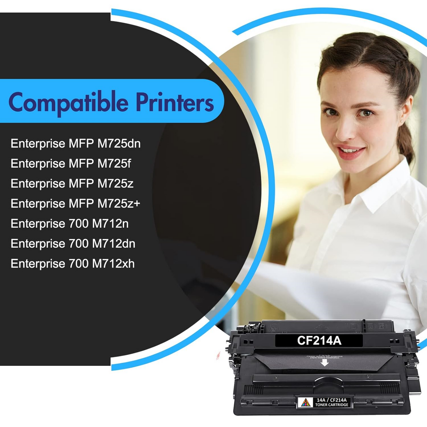 CF214A 14A Black High-Yield Toner Cartridge 1-Pack Compatible for HP Enterprise MFP 700 M712 M712n M725 M725dn M712dn M725f M725z M712xh M725z M712 M725 Series Printer 10