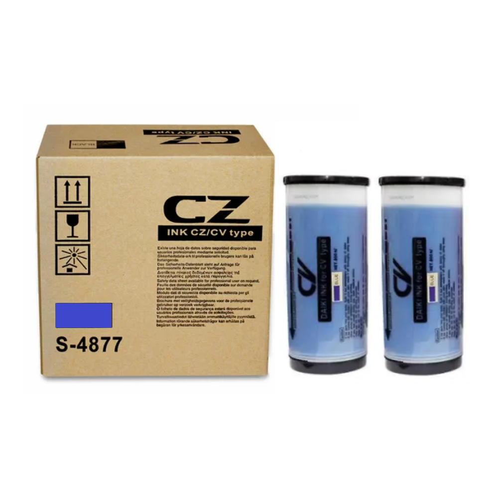 ImageInfo S4877 Blue Ink for Riso CZ1860 / CZ180 / CZ100 Digital Duplicator - Twin Pack